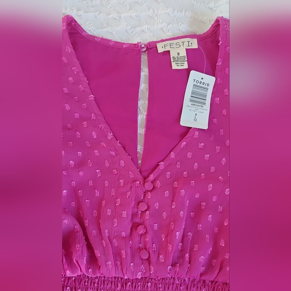 NWT Torrid Festi Chiffon Clip Dot Ruffle Sleeve Maxi Dress NEW - Picture 5 of 8